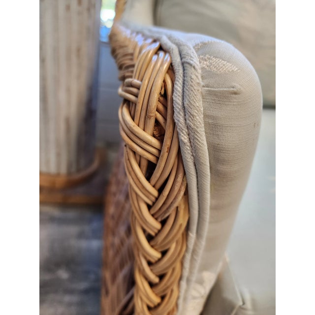 Vintage Coastal Braided Rattan Sofa in the Manner of Michael Taylor For Sale - Image 12 of 18