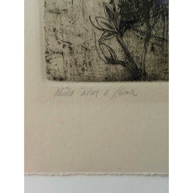 Robert Ernst Marx "Child Alone W/ Flower" Original Etching (1965) - Custom Framed With Museum Glass For Sale - Image 4 of 10
