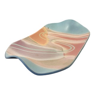 1980s Carol McFarlan Postmodern Ceramic Large Centerpiece Platter 11"x17” Signed For Sale