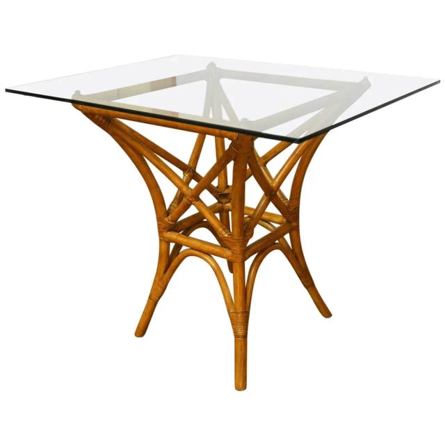 McGuire Style Rattan Dining Table For Sale