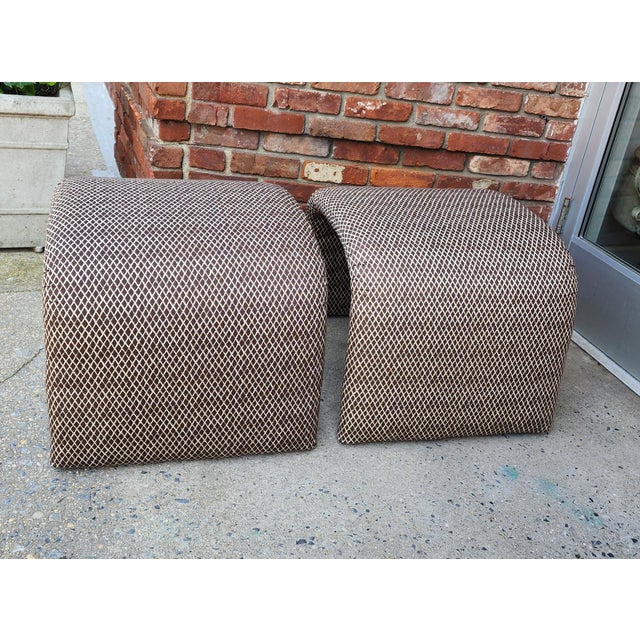 Mid-Century Modern 1970s Vintage Karl Springer Style Waterfall Benches- A Pair For Sale - Image 3 of 10