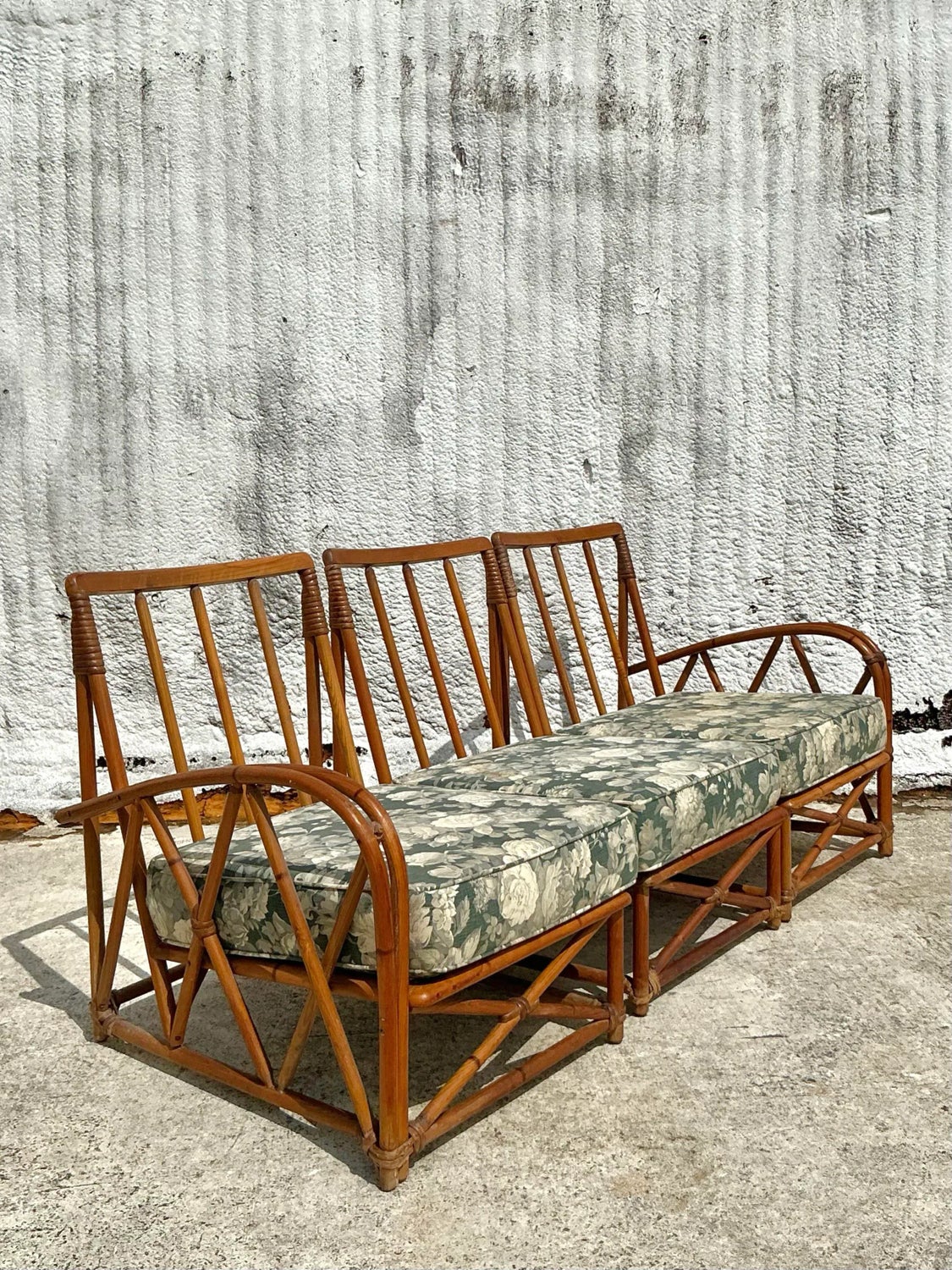 Vintage Coastal Heywood Wakefield Bent Rattan Sofa — additional photo 8