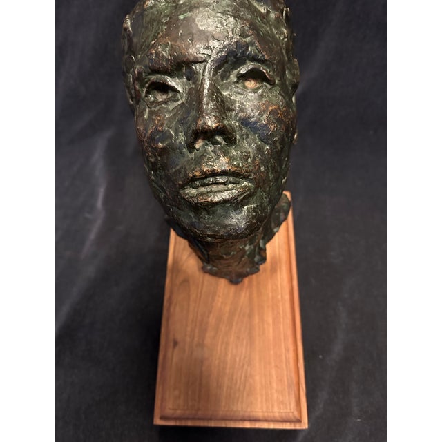 Head of a Man, bronze portrait, male by John Waddell, Arizona sculptor The Vintage Mid-Century Bronze Sculpture by John...