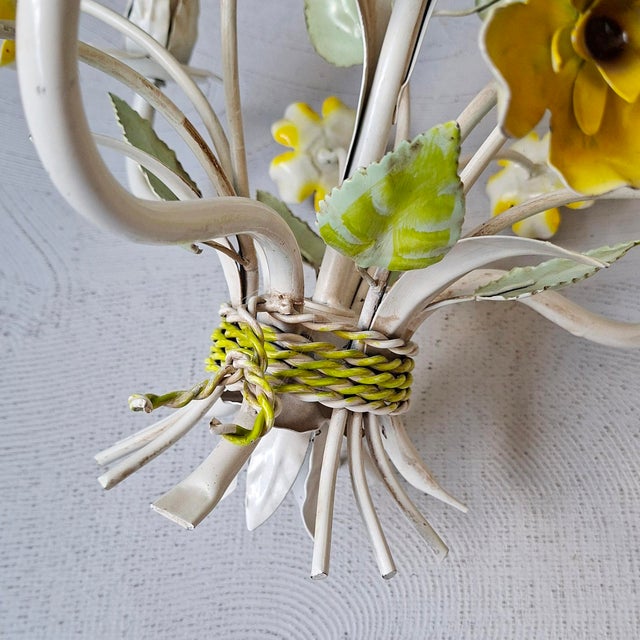 French Toleware Floral Chandelier, 1970s For Sale - Image 4 of 7