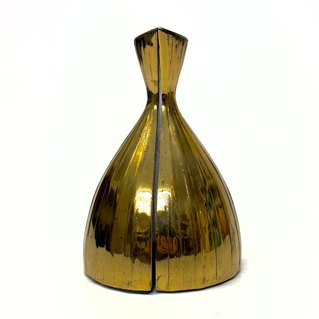 Brass Bookends, set of 2. These gorgeous and rare brass bookends feature an elegant curved design for the "Tuscan Ware"...