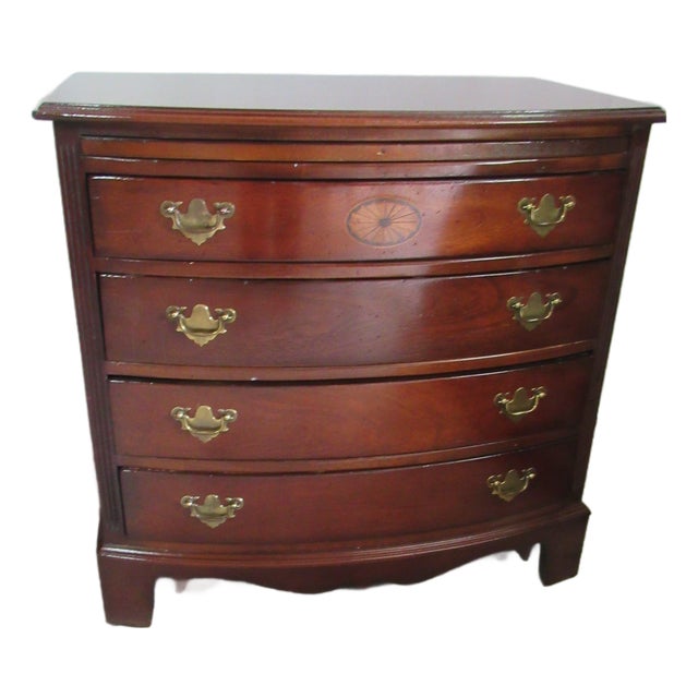 1980s Lexington Mahogany Bachelors Chest Federal Server Bowfront Rustic For Sale