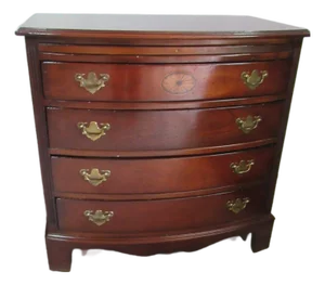1980s Lexington Mahogany Bachelors Chest Federal Server Bowfront Rustic