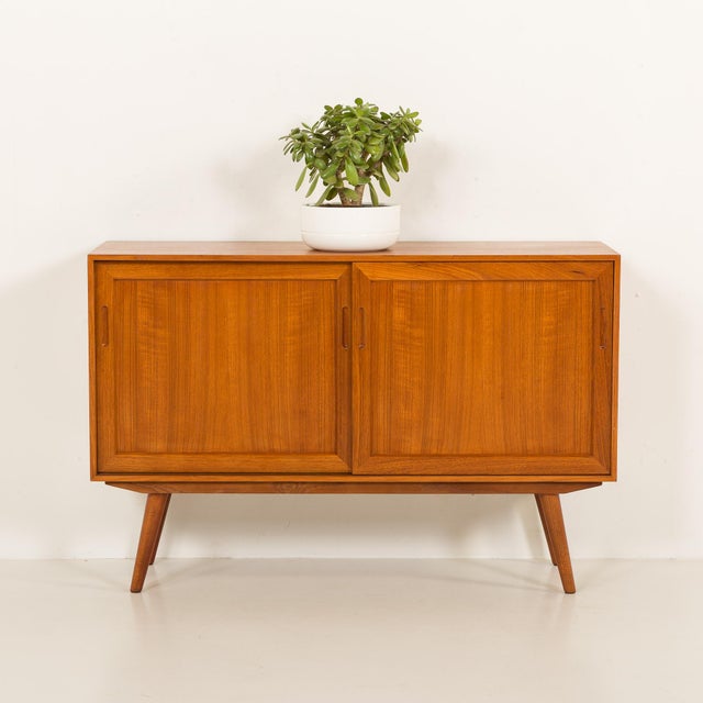 Mid-Century Modern Small Scandinavian Teak Sideboard, 1970s For Sale - Image 3 of 14