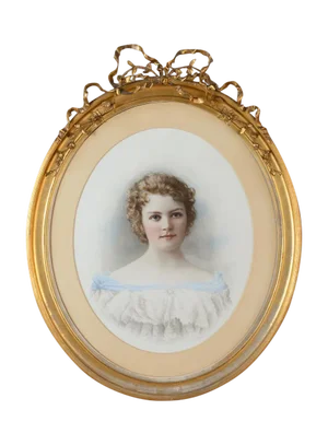 19th Century French "Portrait of Girl" Painting