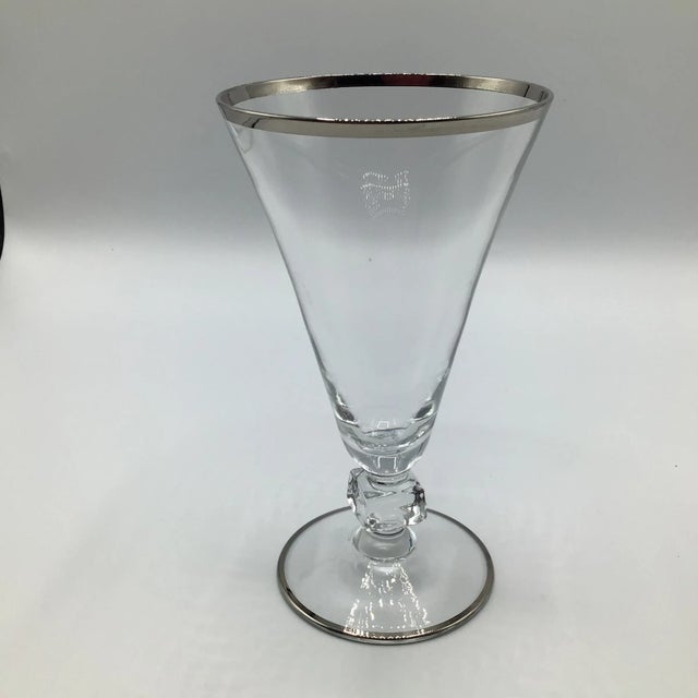 Mid-Century Modern Platinum Band Water Goblets by Bryce -Set of 8 For Sale - Image 3 of 12