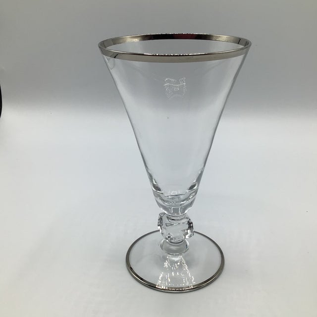Mid-Century Modern Vintage Bryce 934-1 Platinum Band Water Goblets-Set of 8 For Sale - Image 3 of 12
