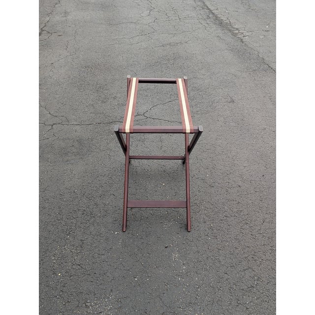 Wood Vintage Folding Luggage Rack With Canvas Straps For Sale - Image 7 of 8