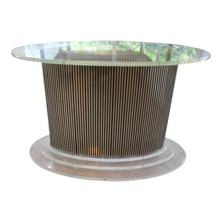 1970s Mid Century Modern Lucite and Gold Pedestal Base For Sale