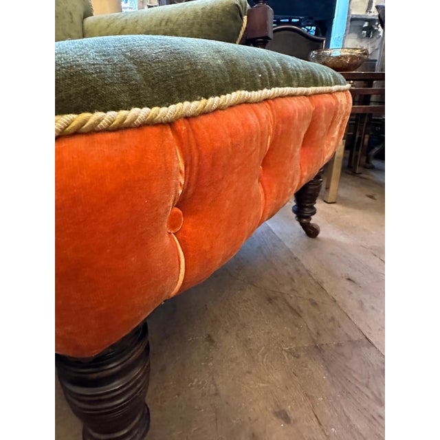 Gold Antique English Victorian Library Armchair, 1880 For Sale - Image 8 of 11