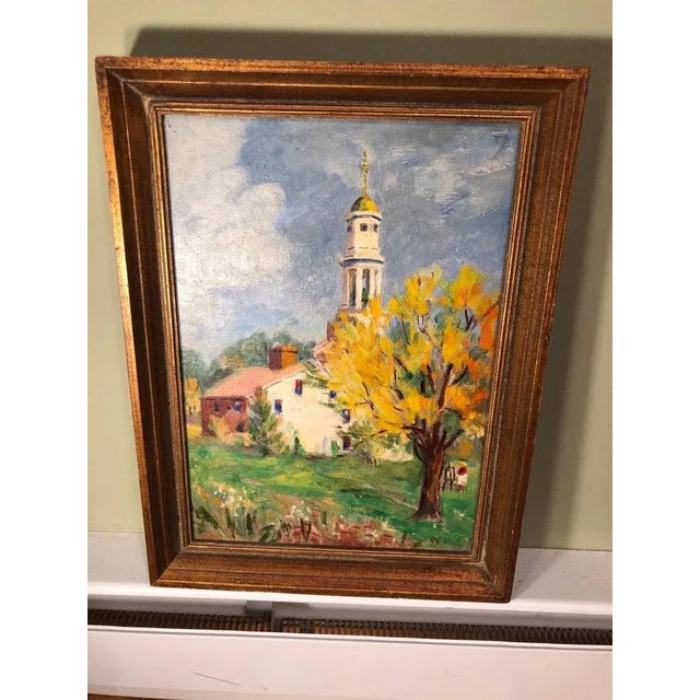 Pastoral Oil on Board of Church For Sale - Image 4 of 13