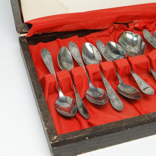 Art Deco Brass Spoons by Hefra, 1960s, Set of 13 For Sale - Image 3 of 5