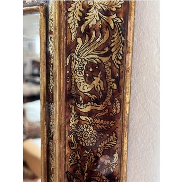 Rare Antique Florentine Verre Églomisé Mirror Dragons & Grotesques c.1850–1880 For Sale - Image 13 of 16