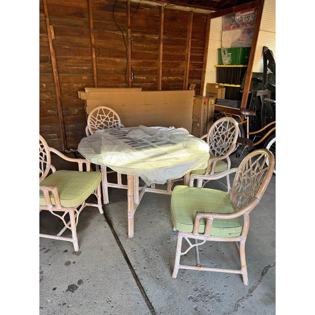 Vintage McGuire Bamboo 5 Piece Cracked Ice Dining Set For Sale - Image 11 of 13
