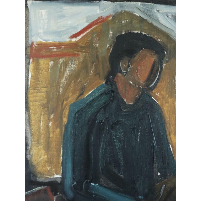 Mid-Century Modern 'A Moment to Read' Swedish Expressive Interior Oil Painting, Framed For Sale - Image 9 of 12