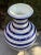 Large Contemporary Blue and White Striped Porcelain Vase For Sale In Chicago - Image 6 of 8