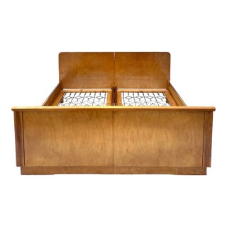 Antique Art Deco Wood Bed Frame From Germany For Sale