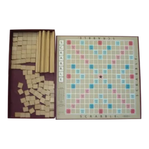 1953 Scrabble Board Game Word Game in Burgundy Box