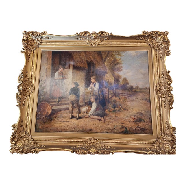 Antique Original Oil Painting by Rudolf Muench For Sale