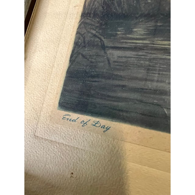 Vintage Signed Duck Painting, Titled "End of Day" in Frame For Sale - Image 9 of 10