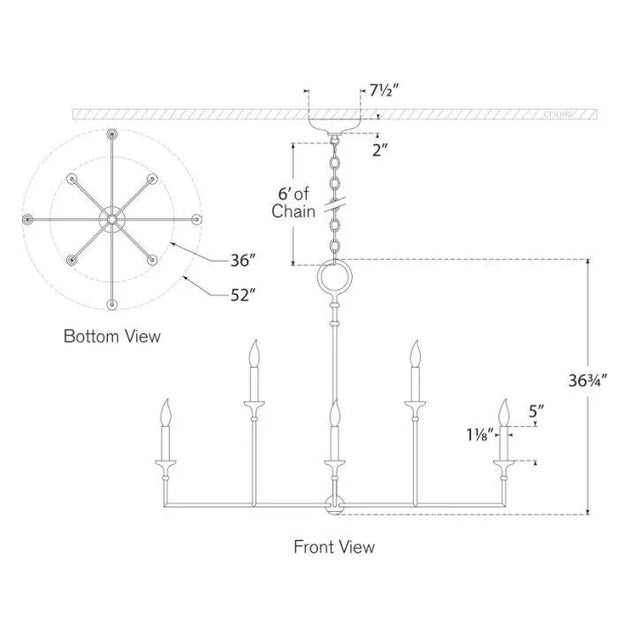 Metal Chapman & Myers for Visual Comfort Signature Rowen Grande 8-Light Chandelier in Aged Iron For Sale - Image 7 of 7