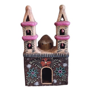 Vintage Mexican Folk Art Terracotta Church For Sale