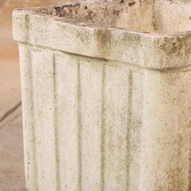 Willy Guhl 1950s Pair of 14" Square Ribbed Garden Planters For Sale - Image 4 of 6