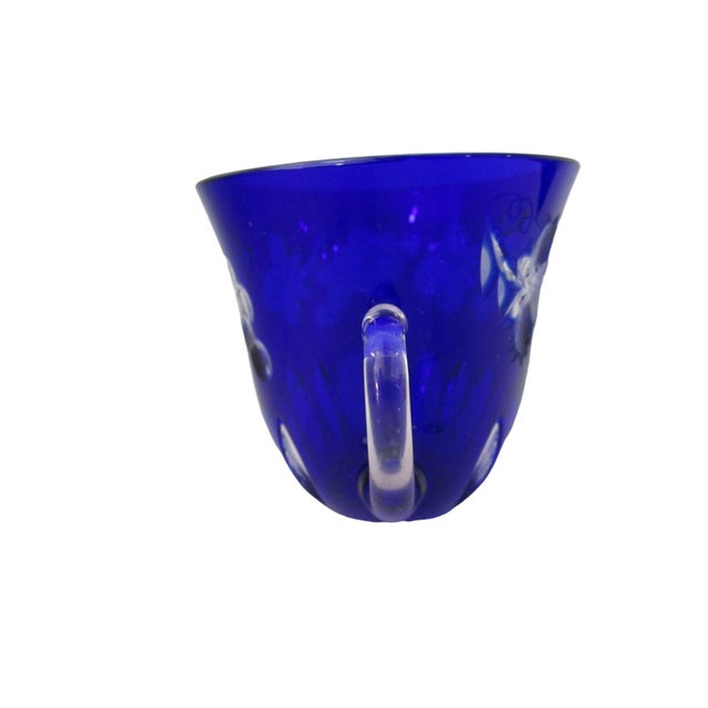 For your consideration: A vintage Nachtmann Traube Cobalt cased, cut to clear punch cup. Grape motif. Grape bunch and...