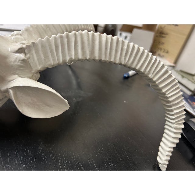 Vintage Faux Taxidermy White Goat Head Wall Mount For Sale - Image 10 of 11