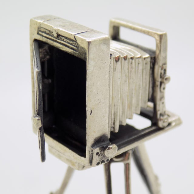 Metal Vintage Italian Handmade Genuine Sterling Silver 925 Camera Tripod Figurine Miniature, Made in Tuscany (Arezzo) For Sale - Image 7 of 9