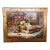 20th C. Realist Still Life Signed Oil Painting Canvas Fruit Violin Flowers 48" For Sale
