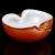 Beautiful vintage Murano hand blown orange over white, and gold flecks Italian art glass decorative bowl / ashtray....