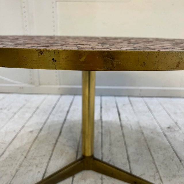 Metal Mosaic Glass and Brass Table Kagan Dunbar Style For Sale - Image 7 of 11