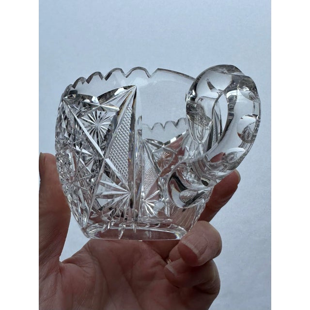 Antique American Brilliant Period Cut Crystal Glass Sugar Creamer Set For Sale - Image 6 of 12