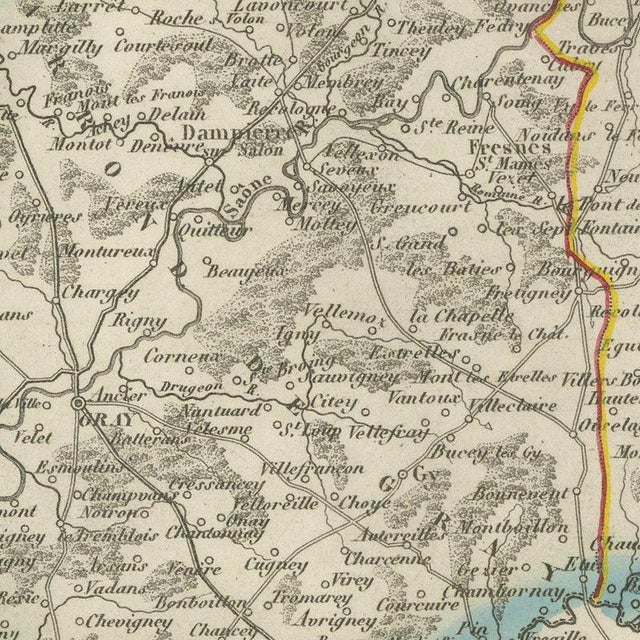 Antique Map of the Haute-Saone, Vesoul and Gray by Vuillemin, 1860 For Sale - Image 6 of 12