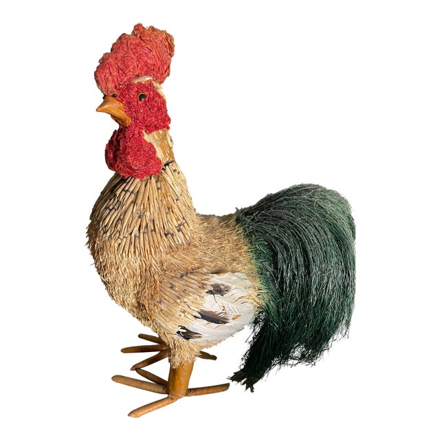 Paper Mâché Rooster With Feathers For Sale