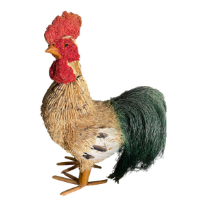 Paper Mâché Rooster With Feathers
