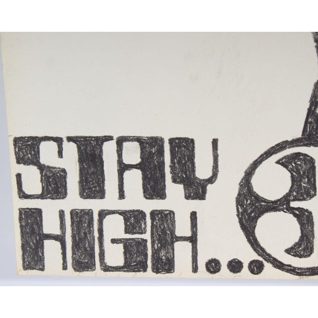 Gray “Jeff-Stay High” Graphite Drawing by James Spencer Russell For Sale - Image 8 of 10
