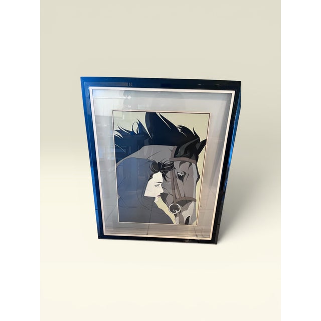 1980s 1980s Patrick Nagel “Woman With Horse” Commemorative Serigraph | Float Mounted Between Glass For Sale - Image 5 of 10