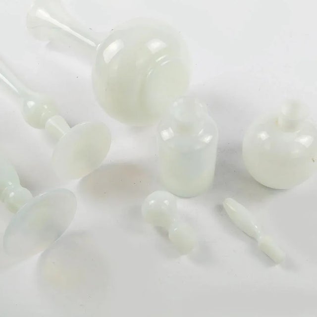 Mid-Century Italian Glass Toilet Set by Stelvia for Empoli, 1950s, Set of 5 For Sale - Image 4 of 9