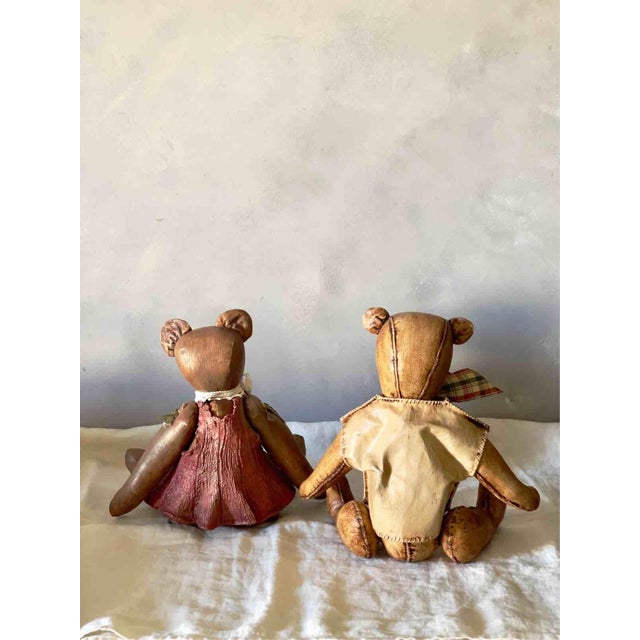 Rustic Vintage Dutch Decorative Teddy Bears, 1980s, Set of 2 For Sale - Image 3 of 16