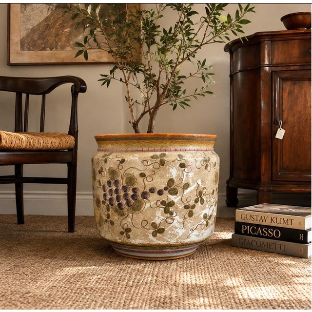 Italian Ceramic Jardinière with Floral Decoration, 2003 For Sale - Image 6 of 6