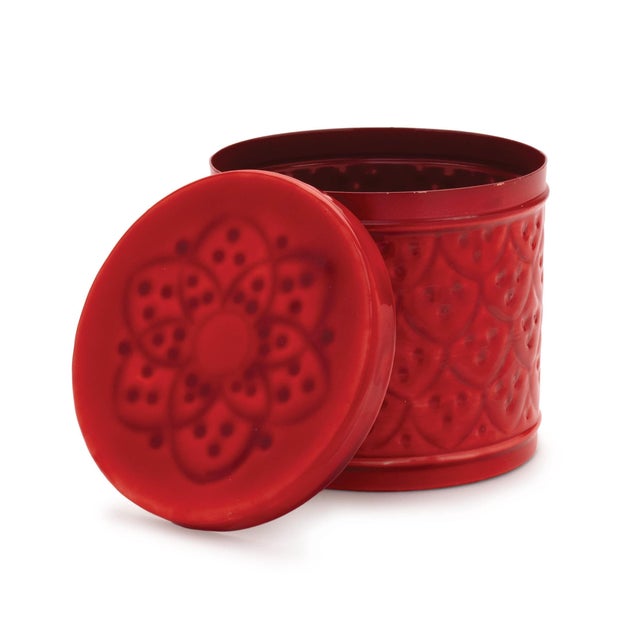 Kenneth Ludwig Chicago Red Metal Container with Lid (Set of 2) For Sale - Image 4 of 5