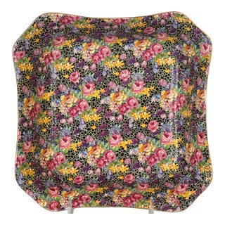 1930's Made in England Royal Winton Chintz Hazel Pattern Square Serving Bowl For Sale