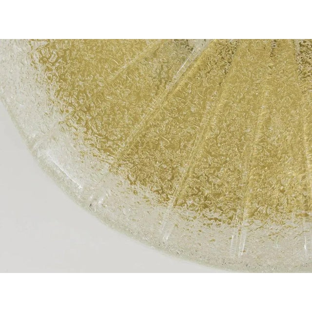 Textured Glass and Brass Flush Mount attributed to Carl Fagerlund for Orrefors, Sweden, 1950s For Sale - Image 10 of 11