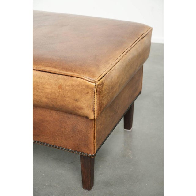 Vintage Cowhide Leather Ottoman For Sale - Image 7 of 10